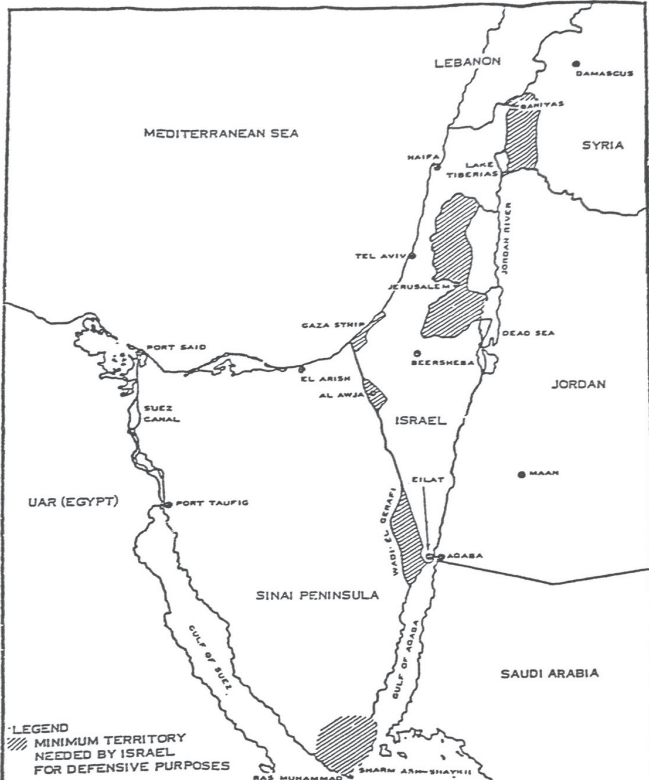 מפה המציגה גבולות ברי הגנה