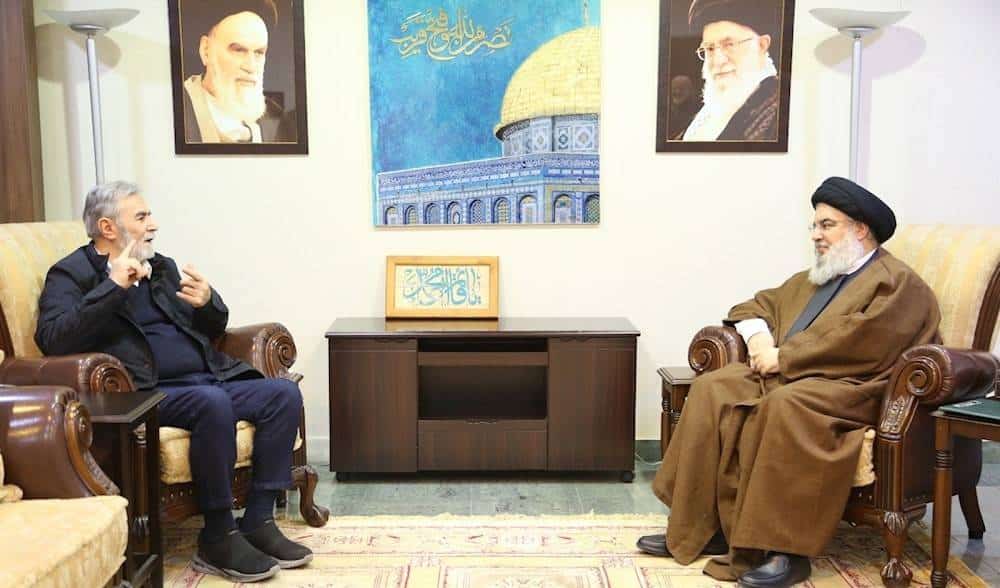Hezbollah Secretary General Hassan Nasrallah met PIJ Commander Ziad Nahale in his Beirut Bunker | Source: https://www.saba.ye/