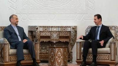 Syrian President Bashar al Assad met Iranian Foreign Minister Hossein Amir-Abdollahian in Damascus | Source: Presidency_Sy@ on X