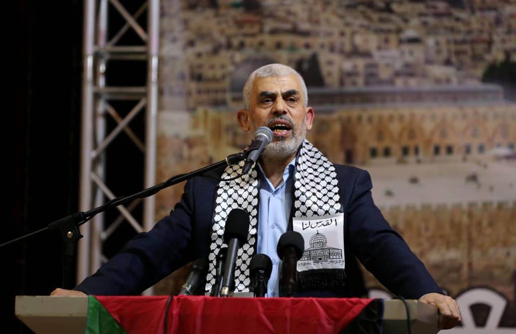 Hamas leader Yahya Sinwar, speaks during a conference in Gaza city, on November 4, 2019 | Photo by Abed Rahim Khatib, Credi