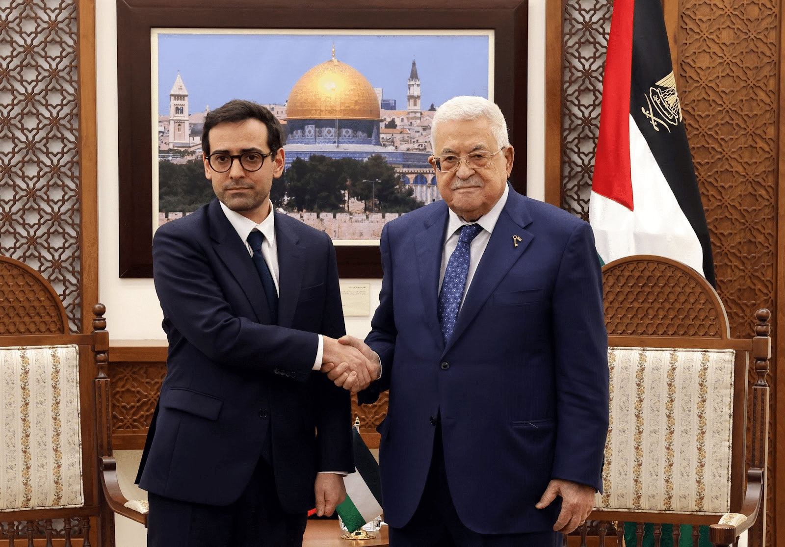 Chairman of the Palestinian Authority Mahmoud Abbas met with French Foreign Minister Stéphane Séjourné in Ramallah | Photo: Mahmoud Abbas’ Facebook page