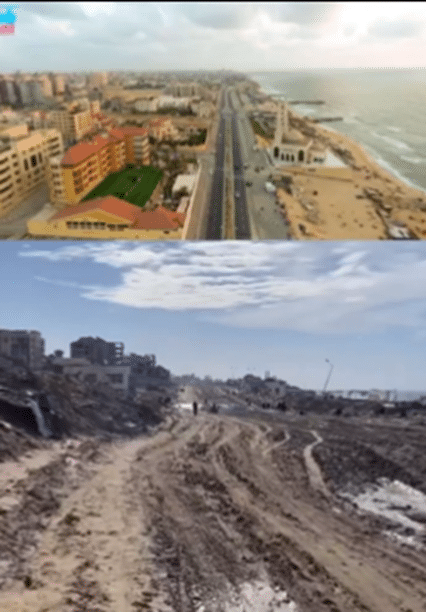 A Rashid Road West of Gaza City before and after | Credit: Unknown