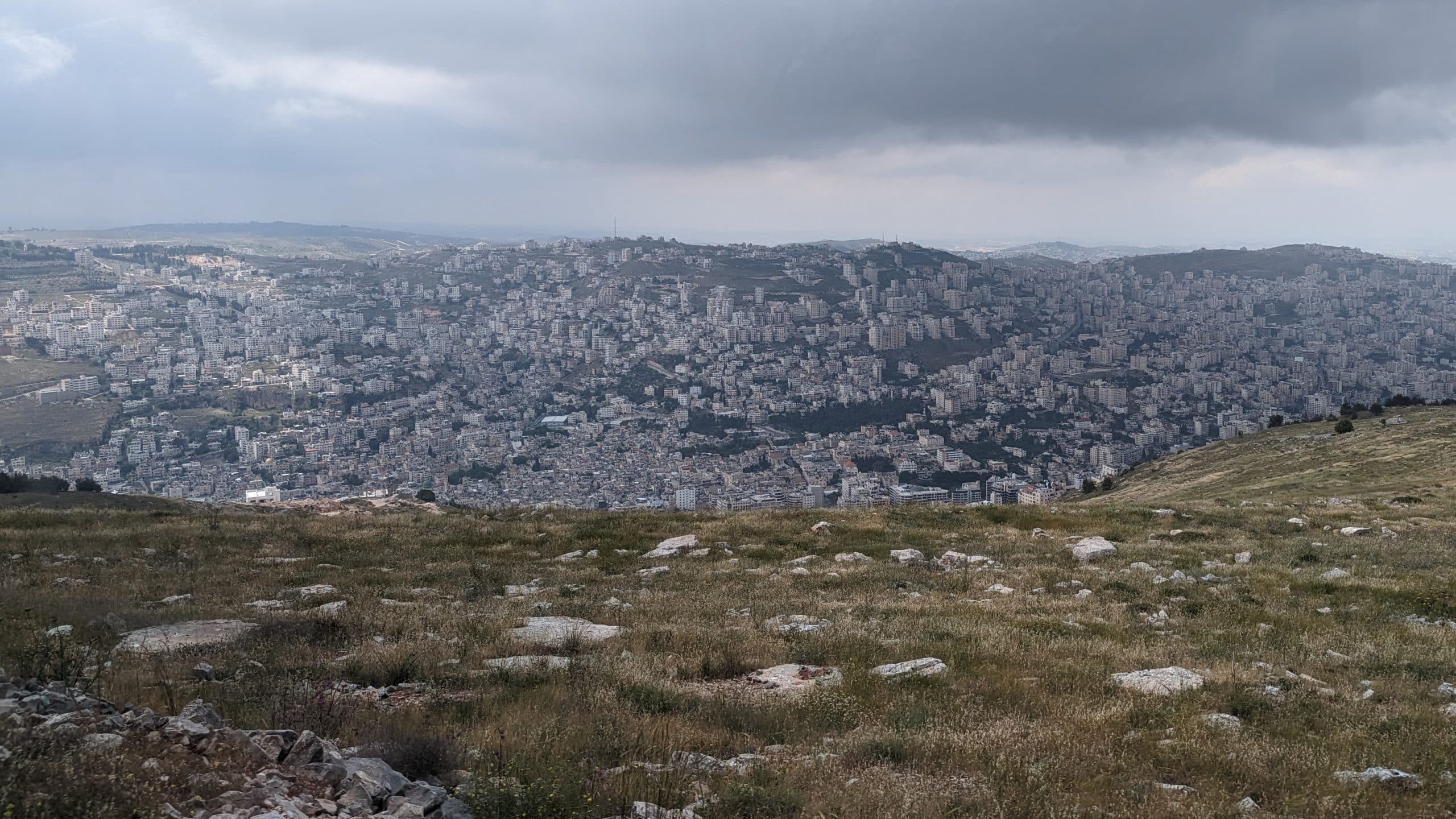 view city of Nablus from Mount UIbal