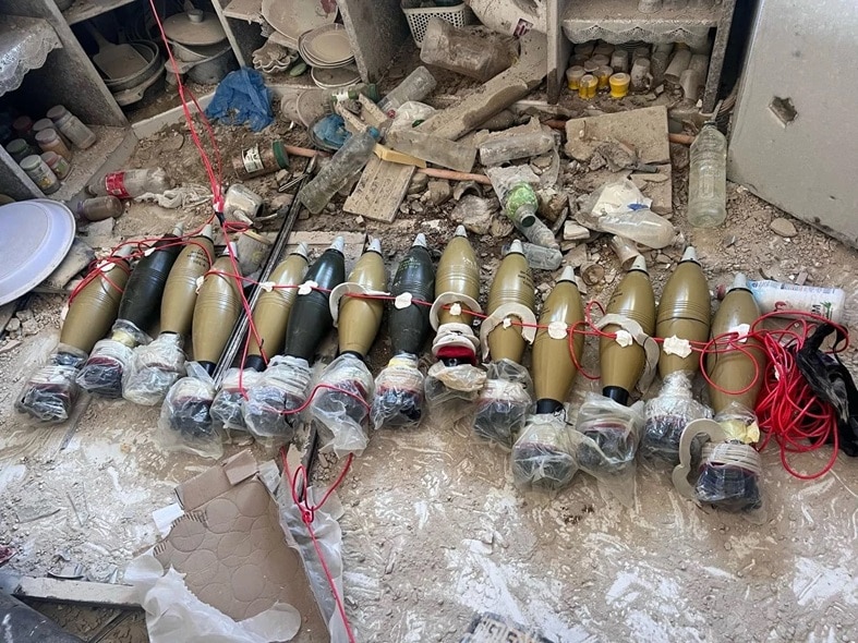 Line of shells that were found in Hamed Neighborhood