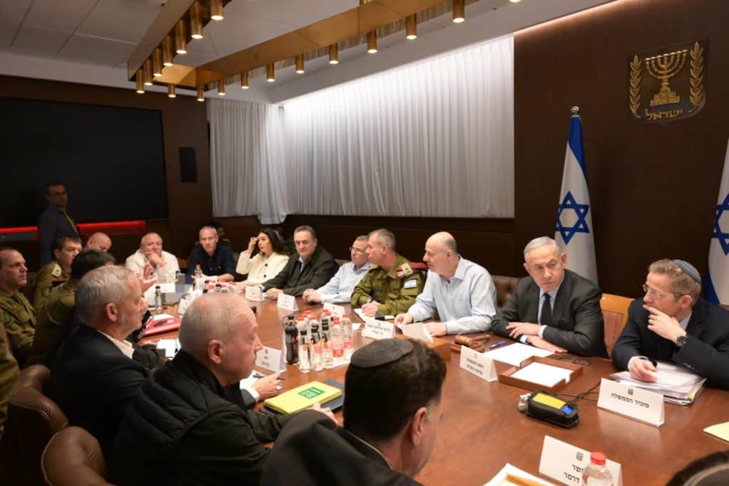 Netanyahu with government and army officials near large table