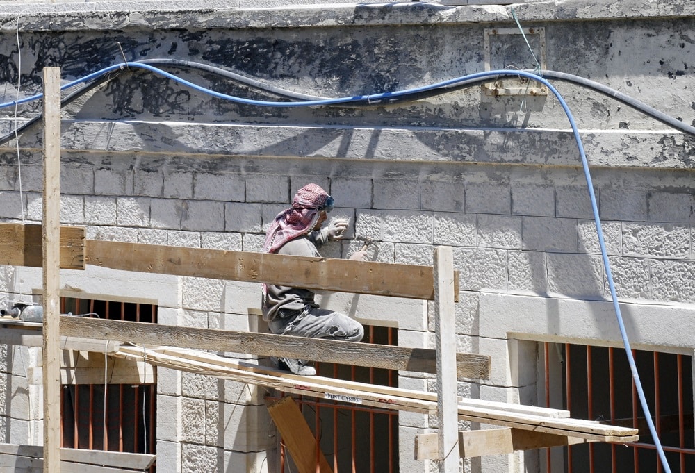palestinian construction worker at work