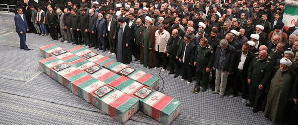 Funeral of IRGC officers with Supreme Leader Khamenei 