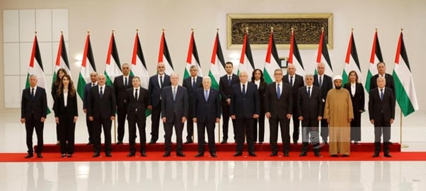 The new Palestinian government after the swearing-in ceremony in Ramallah