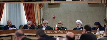 Members of the Axis of Resistance meeting after Raisi’s funeral in Iran