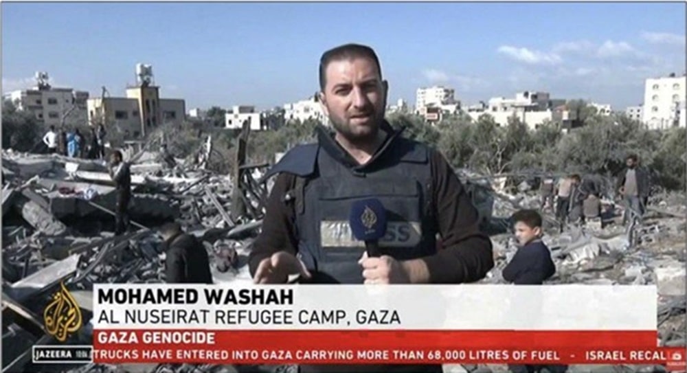 Hamas terrorist Mohamed washah on Aljazeera news