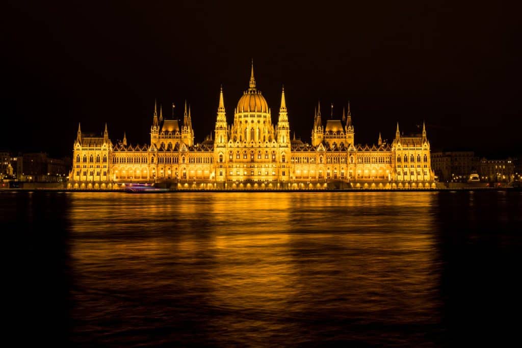 Hungarian Parliment night panoramic view