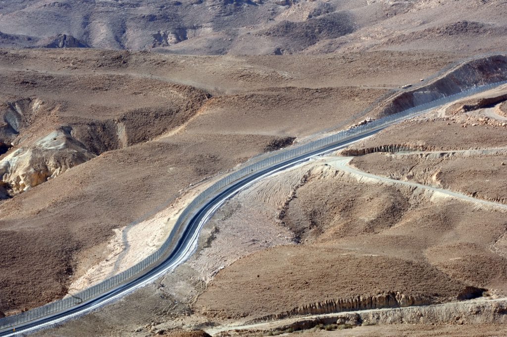 Border fence between Israel and Egypt. 