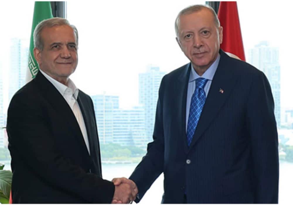 Erdoğan & Pazeshkian shaking hands