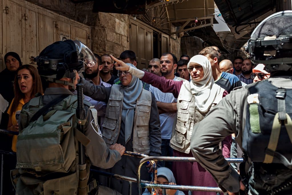 soldiers provide security in the old city