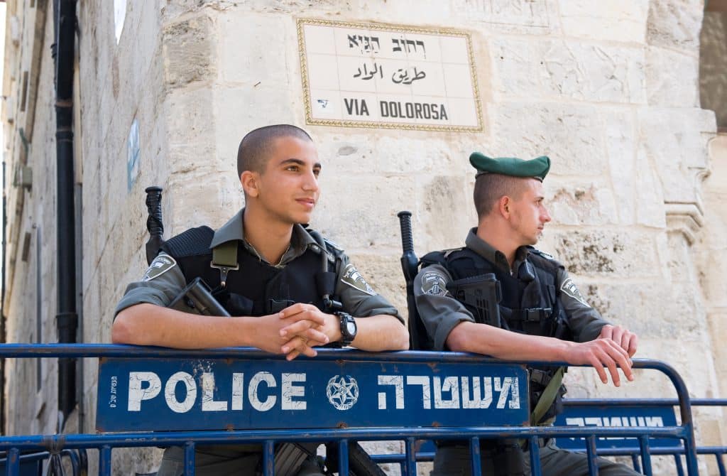 soldiers provide security in the old city