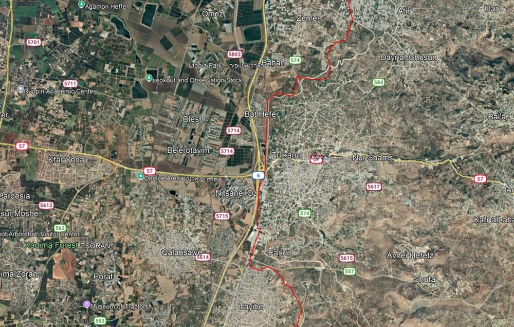 Tulkarm district on google maps