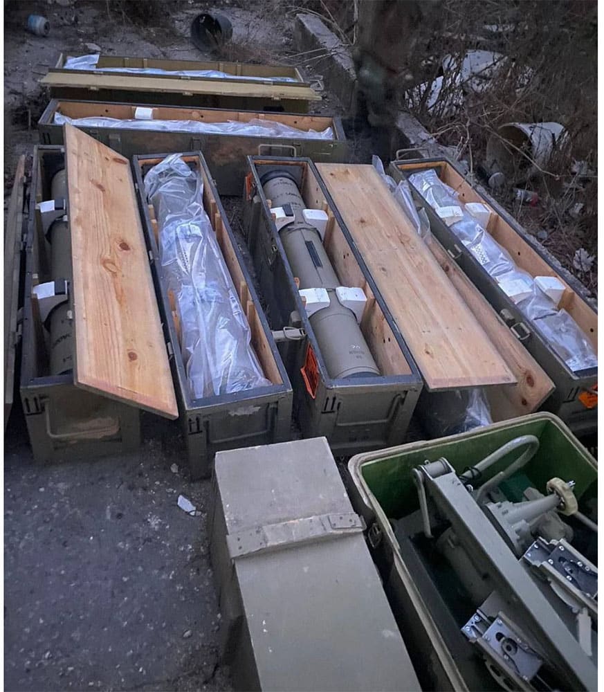 confiscated Hezbollah weapons on ground