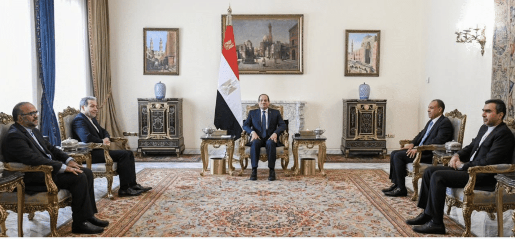 The Iranian Foreign Minister landed in Egypt’s capital and met with el-Sisi