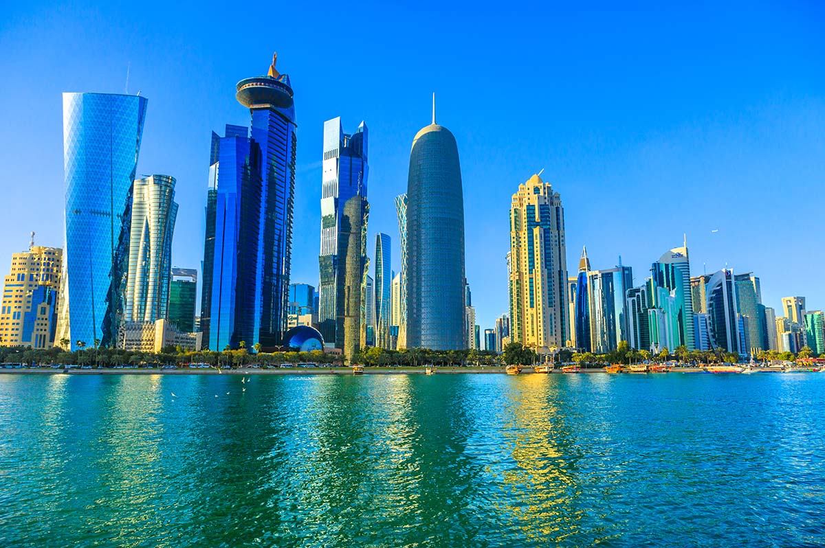 Buildings near river at Doha, Qatar