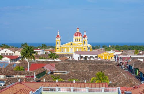 city in nicaragua with yellow church building