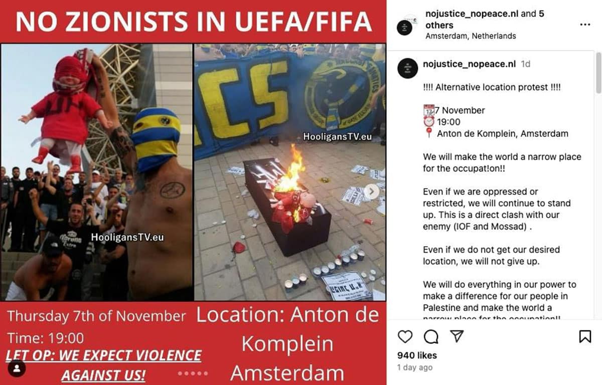 No zionists in UEFA/FIFA instagram post