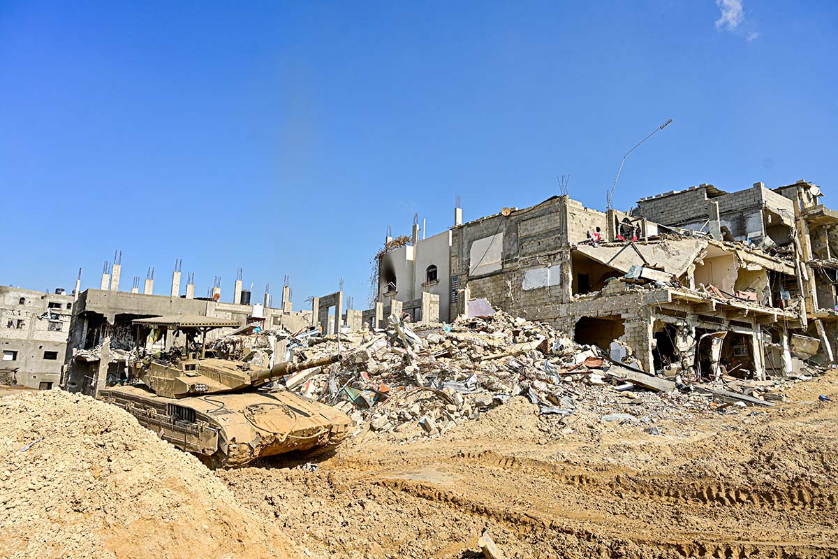 tank in urban area in Gaza