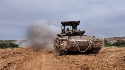 IDF tank on bare ground