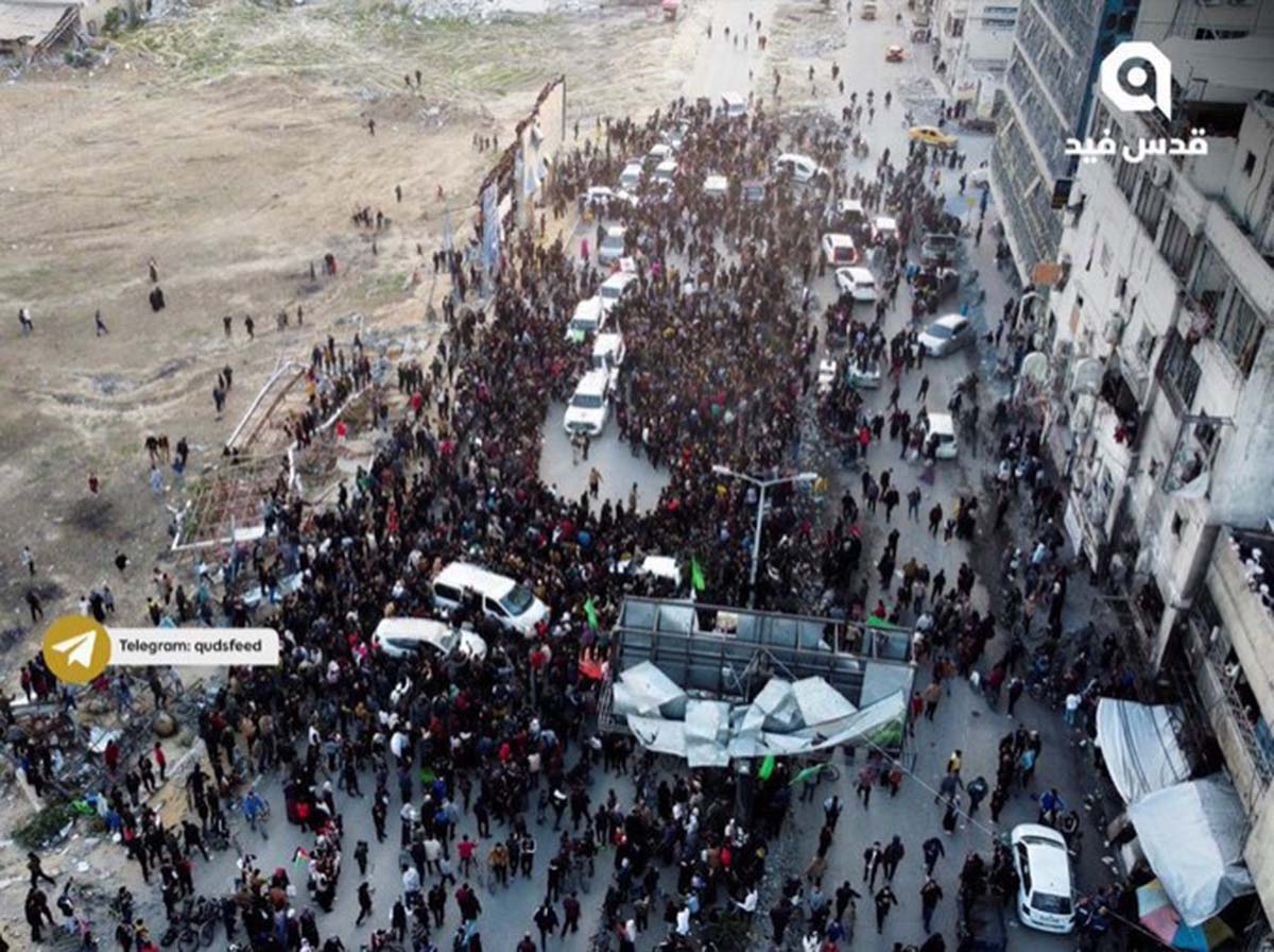 aerial view of Hamas’s crowd