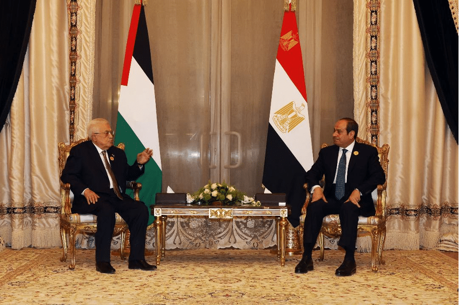 Palestinian Authority President Abbas meeting with Egyptian President El Sisi at the Cairo Summit on March 4th | Source: Wafa news agency website, https://www.wafa.ps/