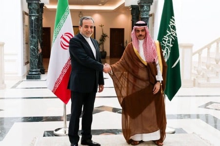 The foreign ministers of Iran and Saudi Arabia, Abbas Araghchi and Prince Faisal bin Farhan Al Saud, respectively, met in Jeddah, Saudi Arabia, on May 10, 2025| Source: Irna news agency on telegram, https://t.me/Irna_en