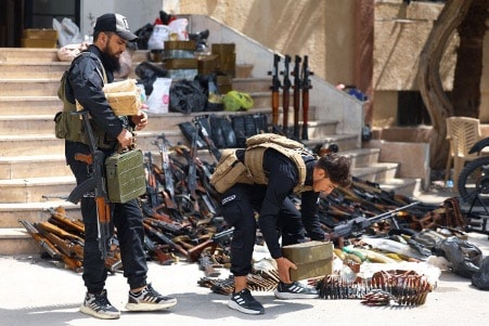 HTS forces collecting weapons and ammunition from residents and local notables in the cities of Sahnaya and Ashrafieh Sahnaya| Source: General Command News Ahmed Al-Sharaa | Al-Julani on Telegram, https://t.me/syriaaa_2025