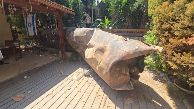 Remainders of an Iranian ballistic missile in a private home