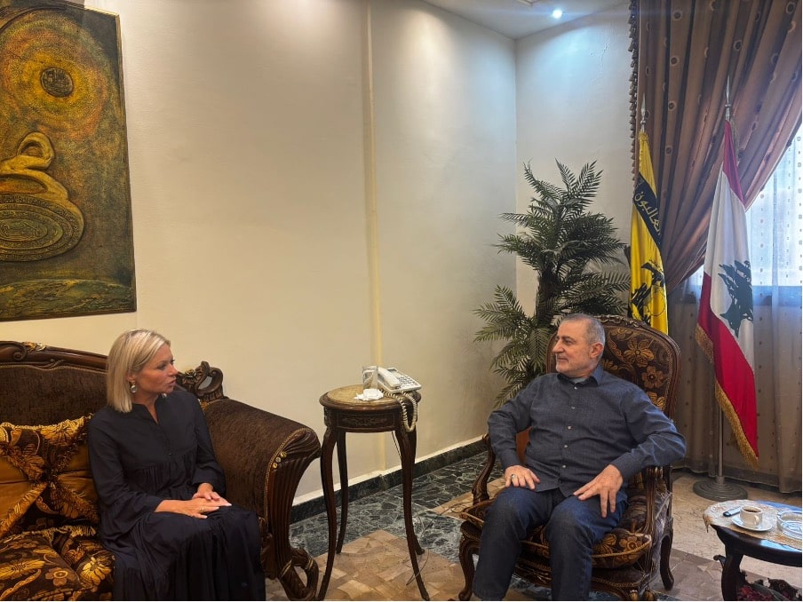 Wafiq Safa, head of Hezbollah’s Liaison and Coordination Unit and a long-time associate of Secretary-General Hassan Nasrallah, met on May 30, 2025, with UN Special Coordinator for Lebanon Jeanine Hennis-Plasschaert.| Source: Shehab Rasda News, https://t.me/mehwaralmokawma