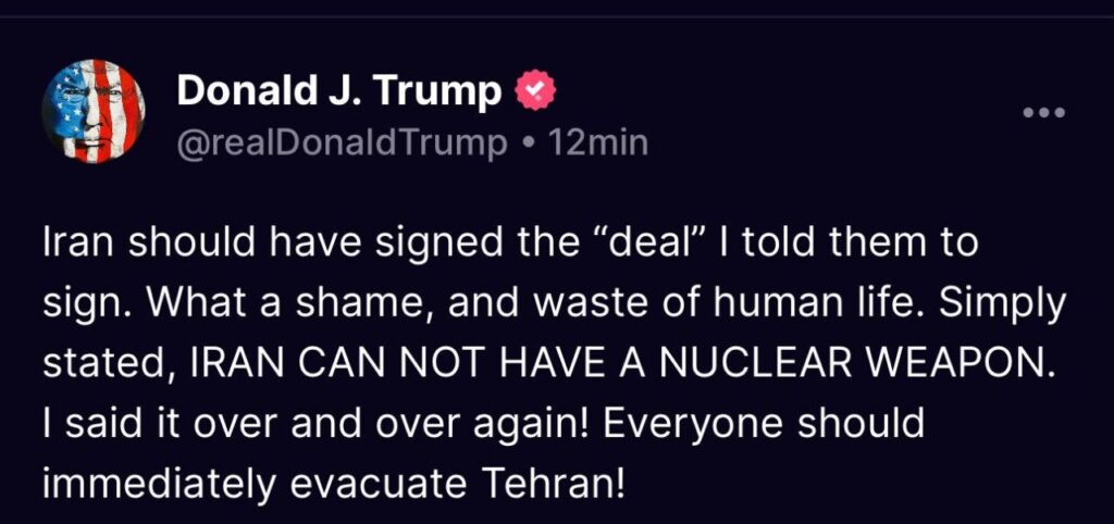 Trump’s Truth Social Post