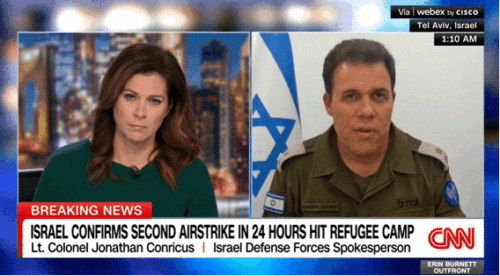סא"ל (מיל') יהונתן קונריקוס בראיון ל-CNN. צילום מסך מתוך CNN